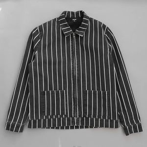 FINAL REDUCTION! Awesome Black White Pinstripe Zip Chore Trucker Jacket